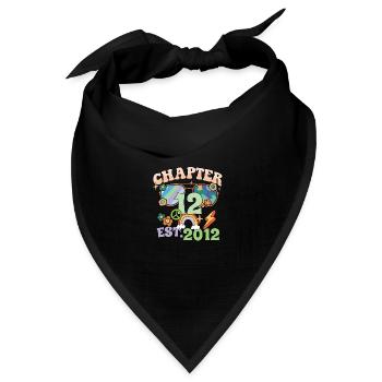 Turning 12 12th Birthday Retro Theme Peace Sign - Bandana Dreieckstuch - Schwarz - Vorne