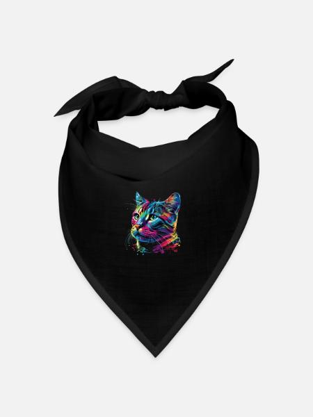Colorful American Shorthair Cat Gaze - Bandana Dreieckstuch - Schwarz
