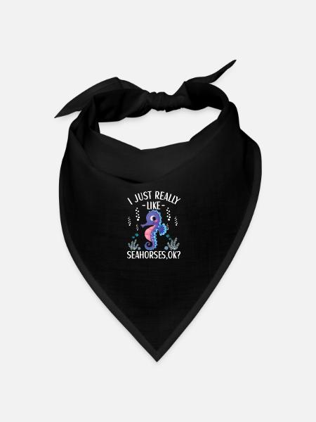 Seepferdchen Outfit Liebhaber für Frauen und - Bandana Dreieckstuch - Schwarz