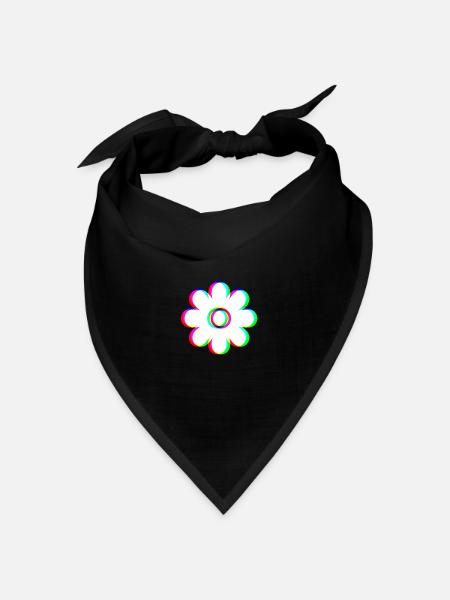 EDM Trikolor - Blüte 2 - Glitch - Rave Stil - Bandana Dreieckstuch - Schwarz