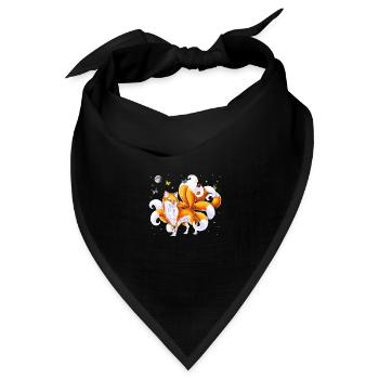 Japanischer Kitsune-Fuchs - Bandana Dreieckstuch - Schwarz - Vorne
