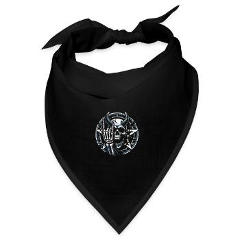 Skull mit Hörnern Pentagramm macht devil horns - Bandana Dreieckstuch - Schwarz - Vorne