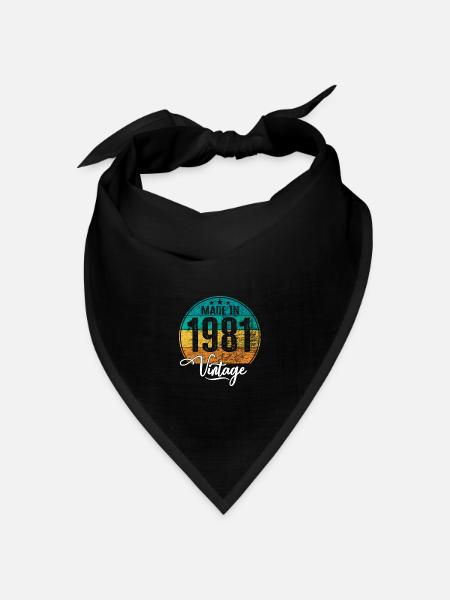 Vintage Made in 1981 Geburtsjahr 1981 Geburtstag - Bandana Dreieckstuch - Schwarz