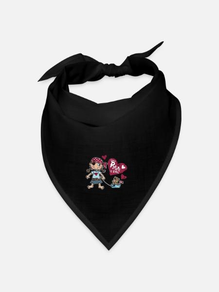 Kleine Piratin und Kapitän Bär - Bandana Dreieckstuch - Schwarz