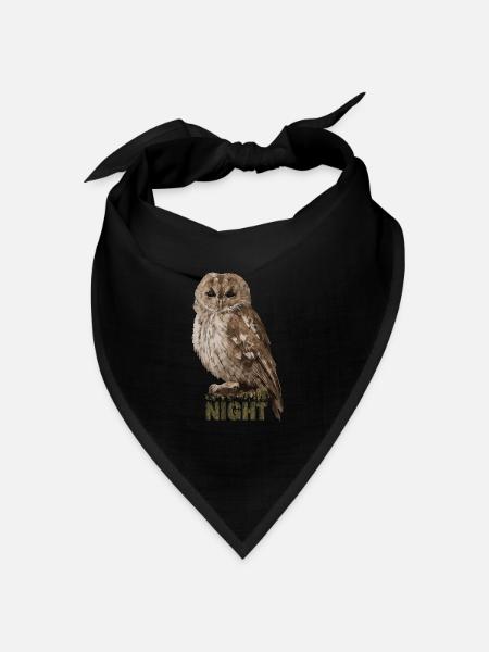 Nacht Eule | Männer, Frauen und Kinder - Bandana Dreieckstuch - Schwarz