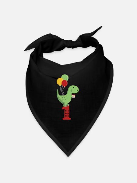Erster Geburtstag Junge T Rex Dinosaurier - Bandana Dreieckstuch - Schwarz