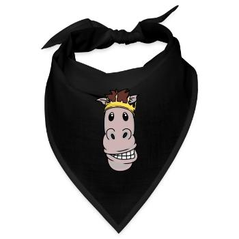 König Pferd Pony Krone Royal King Fantasy Xmas - Bandana Dreieckstuch - Schwarz - Vorne