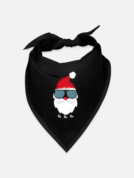 Weihnachtsmann Cool mit Sonnenbrille - Bandana Dreieckstuch - Schwarz