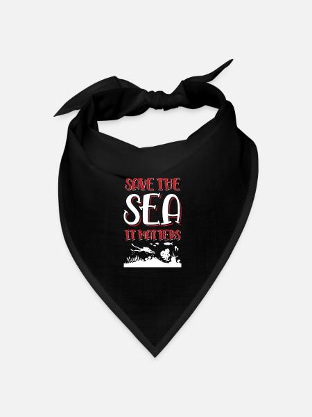 save the ocean spruch - Bandana Dreieckstuch - Schwarz