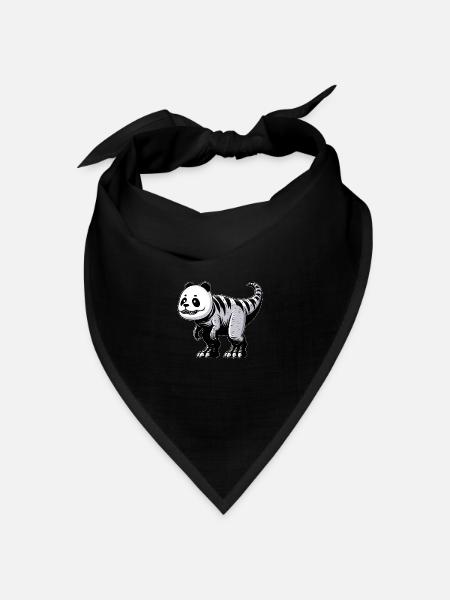 T-Rex Panda Fusion: Fabelhaftes Kreatur-Design - Bandana Dreieckstuch - Schwarz