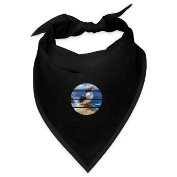 Puffin on a cliff - Bandana Dreieckstuch - Schwarz - Vorne