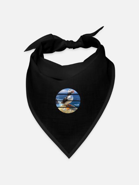 Puffin on a cliff - Bandana Dreieckstuch - Schwarz