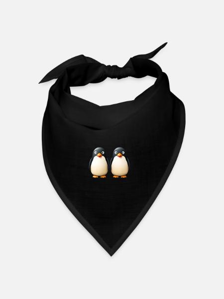 2 funny Penguins - Bandana Dreieckstuch - Schwarz