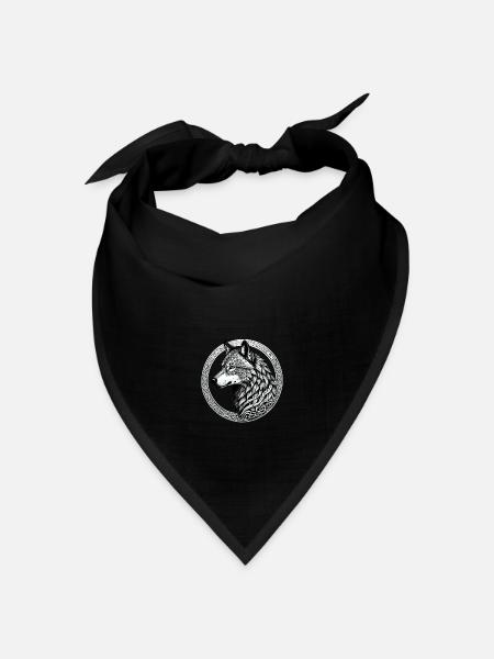 Wolf mit keltischem Knoten 02 - Bandana Dreieckstuch - Schwarz