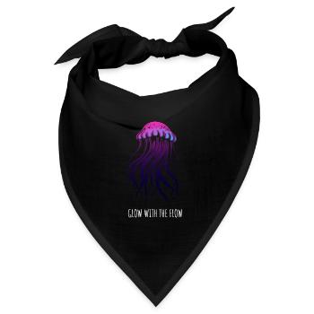 Glow With The Flow, Qualle mit Tentakeln, spruch - Bandana Dreieckstuch - Schwarz - Vorne
