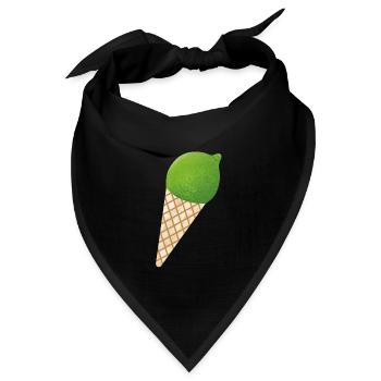 Limette Eis Sommer Eiscreme Zitrone Frucht Urlaub - Bandana Dreieckstuch - Schwarz - Vorne