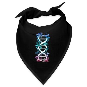 DNA Helix mit Pilzen Natur Kunst Bunt - Bandana Dreieckstuch - Schwarz - Vorne