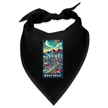 Monterrey Mexiko Stadt Reise Design - Bandana Dreieckstuch - Schwarz - Vorne
