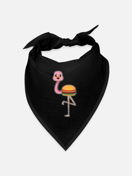 Flamingo Burger - Bandana Dreieckstuch - Schwarz