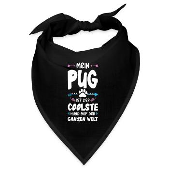 pug mops hund spruch - Bandana Dreieckstuch - Schwarz - Vorne