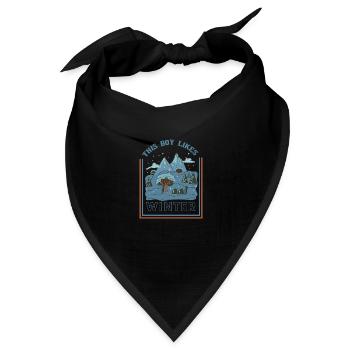 Junge mag Wintersaison Gemütliche Schneelandschaft - Bandana Dreieckstuch - Schwarz - Vorne