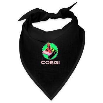 Cyber-Corgi Hund Geschenk Pop Art - Bandana Dreieckstuch - Schwarz - Vorne