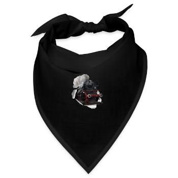 Dampflok durchbricht Papier - Bandana Dreieckstuch - Schwarz - Vorne