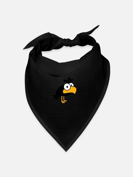Rabe Comic Vogel steht guckt lustig Cartoon Humor - Bandana Dreieckstuch - Schwarz