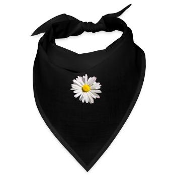 Daisy Flower - Bandana Dreieckstuch - Schwarz - Vorne