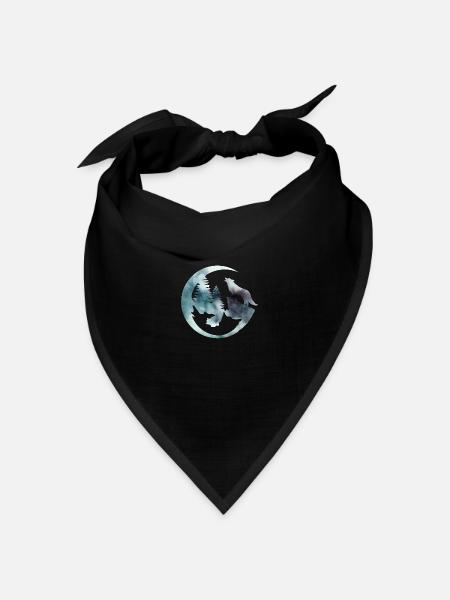 Aquarell Heulender Wolf - Bandana Dreieckstuch - Schwarz