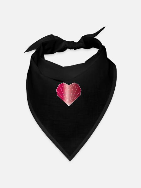 Herz Diamant rubinrot - Bandana Dreieckstuch - Schwarz