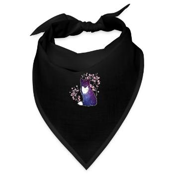 Fuchs Japanisch Kirschblüten Geschenk - Bandana Dreieckstuch - Schwarz - Vorne