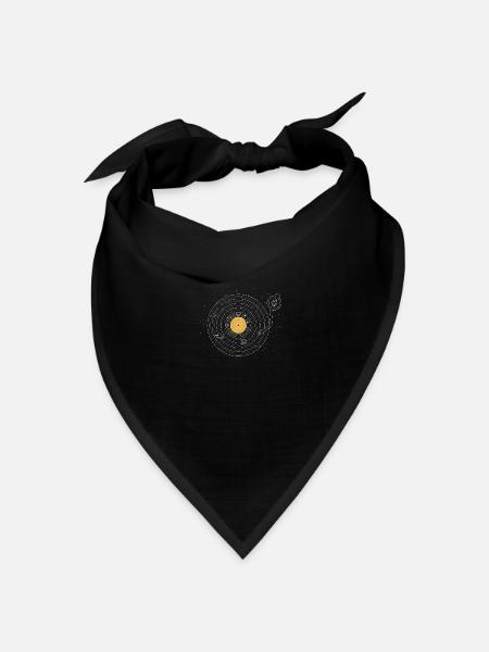 Vinyl Sonnensystem Schallplatte Vintage Retro - Bandana Dreieckstuch - Schwarz