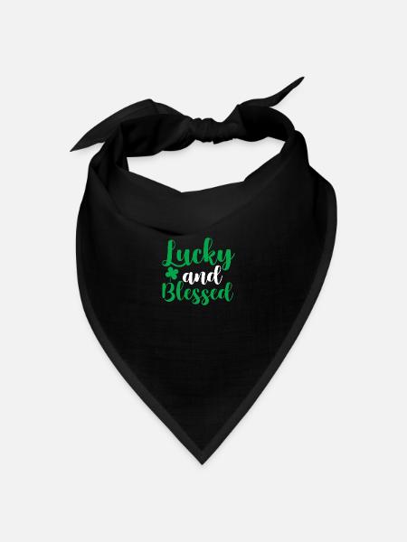 Glücklich und gesegnet - Bandana Dreieckstuch - Schwarz