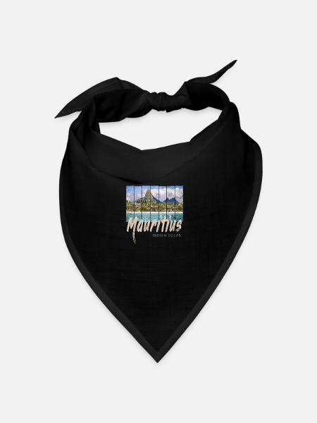 Mauritius Indischer Ozean Vintage Strand Souvenir - Bandana Dreieckstuch - Schwarz