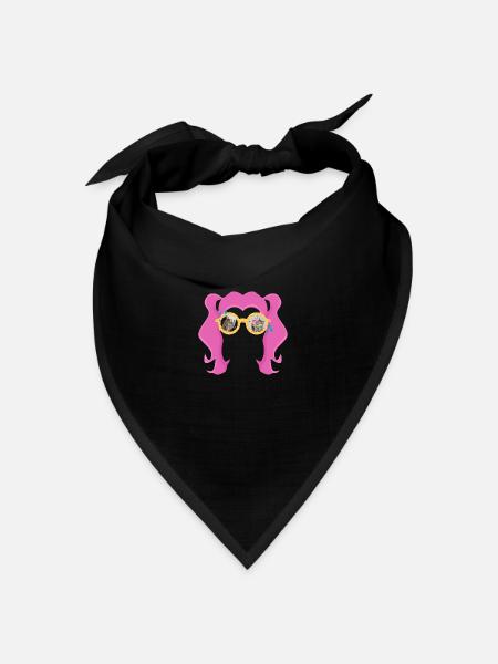 Mädchen mit Brille - Bandana Dreieckstuch - Schwarz