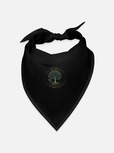 Lebensbaum - Bandana Dreieckstuch - Schwarz