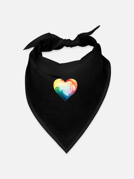 Lgbt Herz Regenbogen - Bandana Dreieckstuch - Schwarz
