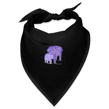 "Büffel", Boho Line Art Design, Serie „Big 5" - Bandana Dreieckstuch - Schwarz - Vorne