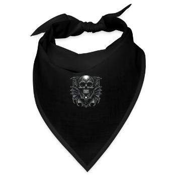 Dark Wings: Totenkopf und Fledermaus - Bandana Dreieckstuch - Schwarz - Vorne