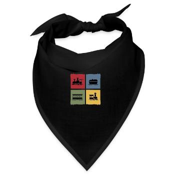 Modeleisenbahn Zug Eisenbahn retro-Lok - Bandana Dreieckstuch - Schwarz - Vorne