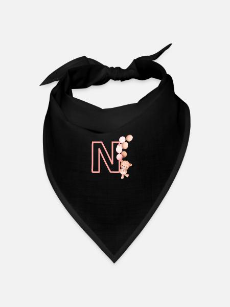 Buchstabe n Rosa Bär - Bandana Dreieckstuch - Schwarz
