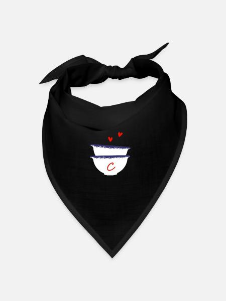 Buchstabe c Bretonische Schalen - Bandana Dreieckstuch - Schwarz