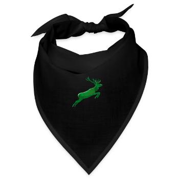 Hirsch springt ins Grüne - Bandana Dreieckstuch - Schwarz - Vorne