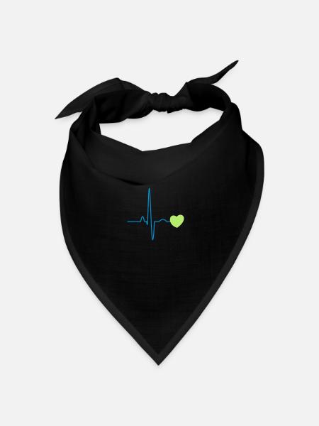 Herzschlag mit Herz 2c - Bandana Dreieckstuch - Schwarz