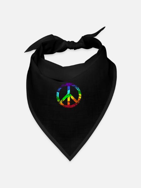 Peace-Zeichen Regenbogen Frieden Pazifist Reggae - Bandana Dreieckstuch - Schwarz