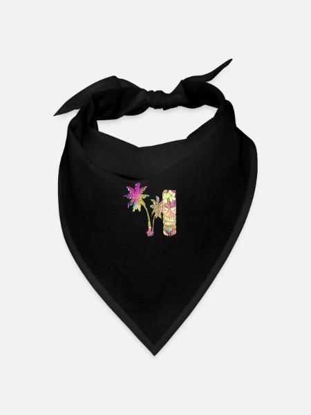 Lustige Tiki Statue am Strand - Bandana Dreieckstuch - Schwarz