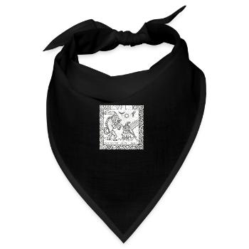 Der Gott Odin gegen den Wolf Fenrir - Bandana Dreieckstuch - Schwarz - Vorne