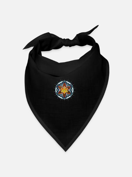 Merkaba, Blume des Lebens, Heilige Geometrie - Bandana Dreieckstuch - Schwarz