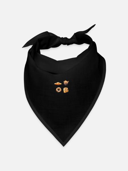 Frühstück verschiedene Backwaren - Bandana Dreieckstuch - Schwarz